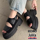 \早い者勝ち★本日限定 300円OFFクーポン 7/30 23:59まで/ 《java ジャバコラボ》 靴 サンダル レディース 厚底 ダブルストラップ 疲れに...