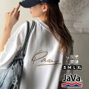 《java ジャバコラボ》 tシャツ レディース 半袖 前後 2way 裏毛 胸元 PAEAN ロゴ 半袖 Tee ゆるっと オーバーサイズ 着回し ロングシー...