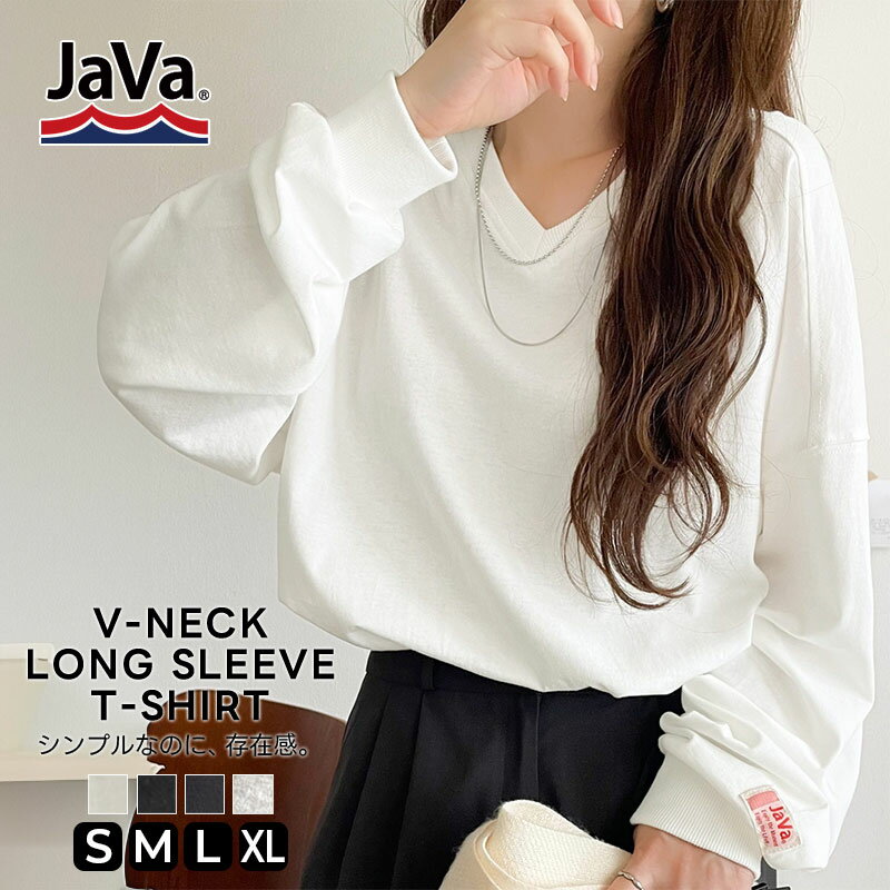 ＼全品対象まとめ買いで最大15％OFF／ 《java ジャバコラボ》トップス カットソー レディース Tシャツ Vネック 綿100％ ロンT 長袖 シンプル 大人カジュアル ゆるっと デイリー ドロップショルダー インナー 大きいサイズ 秋 冬 2025aw jv1260512のサムネイル