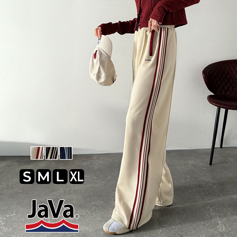 ＼先着順！24h限定 15％OFF クーポン配布／ 《java ジャバコラボ》ボトムス レディース 秋冬 パンツ 配色 サイド ライン ロゴ 刺繍 トラックパンツ ウエスト ゴム 仕様 男女兼用 ユニセックス メンズ 大きいサイズ 秋 冬 2025aw クラシカルエルフ jv1329063のサムネイル