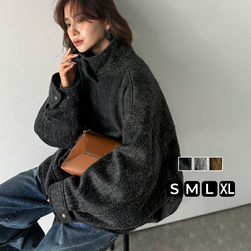 【Classical Evon】Women's Outerwear Jacket, Shaggy, Stand Collar, Concealed Placket Design, Blouson, Plus Sizes, Autumn/Winter 2025AW, Classical Evon ev1265025