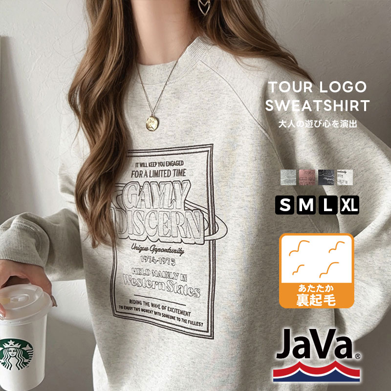 【48H限定】11/16まで 6,999円以上で使える 20％OFF クーポン 《javaジャバ コラボ》トップス スウェット レディース ツアーロゴ 刺繍 グラフィック 裏起毛 前後2way プルオーバー ラグランスリーブ メンズ 大きいサイズ 秋 冬 クラシカルエルフ jv1050236のサムネイル