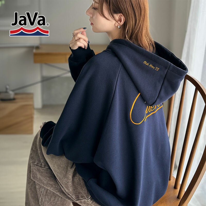 \11/27まで まとめ買いがお得!! 3点以上で10%OFF/ 《java ジャバコラボ》トップス パーカー レディース バック刺繍 裏起毛 お出かけ 重ね着 可愛い ゆったり インナー カジュアル こなれ感 小顔効果 大きいサイズ 秋 冬 2025aw jv1330044