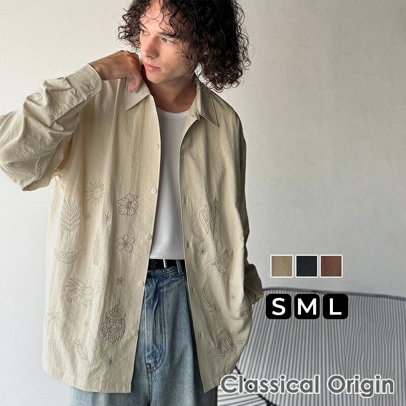 楽天Classical Elf／クラシカルエルフ＼今まとめ買いがお得!! 3点以上で10％OFF／ 【Classical Origin】トップス シャツ メンズ オリジン 刺繍 キャンプカラーシャツ 2WAY ボックスシルエット 大きいサイズ 秋 冬 2025aw クラシカルエルフ co1150053