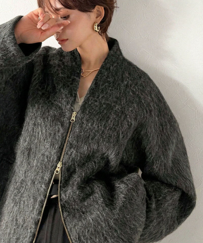 【Classical Evon】アウター コート レディース シャギー ノーカラーコート ミドル丈 クラシカル 高級感 主役級 保温性 ダブルジップ仕様 シンプル すっきり カジュアル キレイめ 毛足の長いシャギー 大きいサイズ 秋 冬 2025aw クラシカルエルフ ev1265026