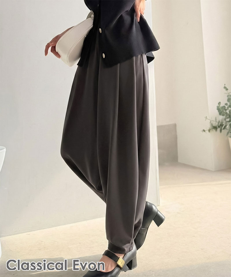 Other - 5/18 23:59まで まとめ買いクーポンで2点で5％OFF| 【Classical Evon】 ボトムス パンツ レディース タックボリュームパンツ バルーンシルエット ボタン 立体感 裾タック ウエストゴム仕様 ストレッチ カジュアル 大きいサイズ 春 夏 2026ss クラシカルエルフ ev1050354