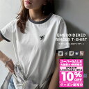 \全品10%OFFクーポン 8/4 23:59まで/ スーパーセール超目玉 | 【sustaina+】 tシャツ レディース 半袖 カットソー 胸刺繍 リンガーTシャツ オーガニックコットン混 綿100% シルケット風 ベーシック シンプル 半袖 大きいサイズ 2025SS クラシカルエルフ ce1260400