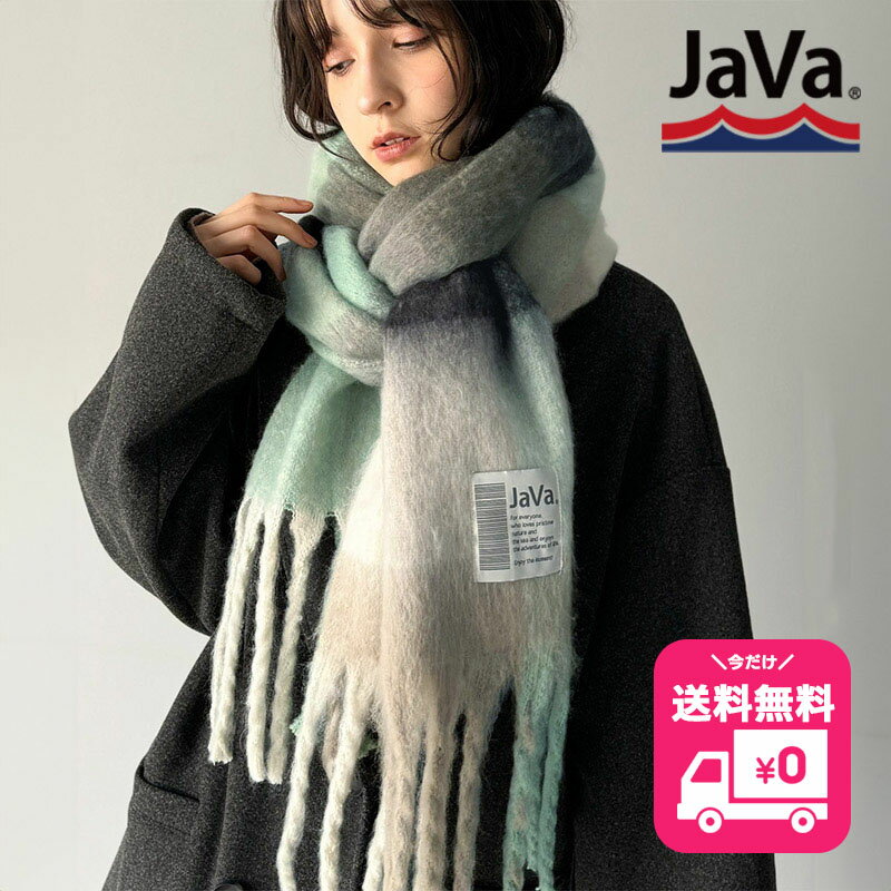 【今だけ 送料無料 2,999円 ⇒ 1,799円 】 《JaVaジャバ コラボ》ストール マフラー レディース ふんわり もこもこ 厚手 愛され ぬくぬく ボリューム フェイク ウール チェック柄 大判 起毛 大きい FREE フリーサイズ 秋 冬 ce0420125 ブラックフライデー 2025