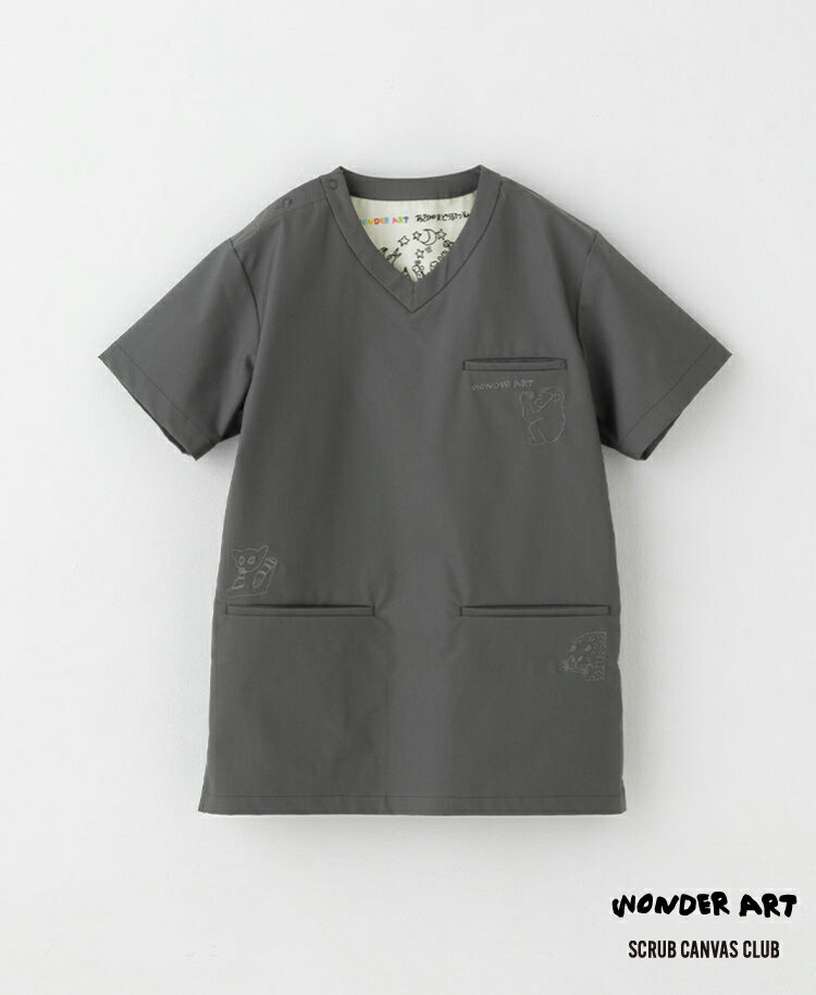 【クラシコ公式】Scrub Canvas Club:WONDER ART 旭山動物園スクラブトップス(男女...