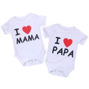 [MEL] I Love MAMA I LOVE PAPA 双子 ツイン コーデ 赤ちゃん 新生児 ロンパース ベビー baby 服 お揃い リンクコーデ ペアルック 衣類 ペア 2枚 セット 60 70 80 90 100 サイズ