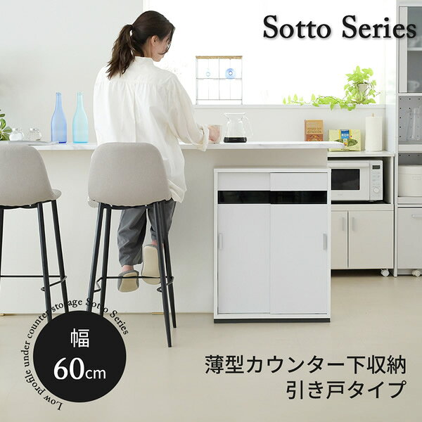 樂天商城 - カウンター下収納 薄型 キャビネット 引き戸 カウンター下 キッチン 幅60 奥行22 高さ80cm 扉付き 食器棚 可動棚 スリム 隙間 ルーター コンセント ガラス★送料無料★但し沖縄、離島の方は別途お見積りとなります。メーカー発送のため代引き不可です。