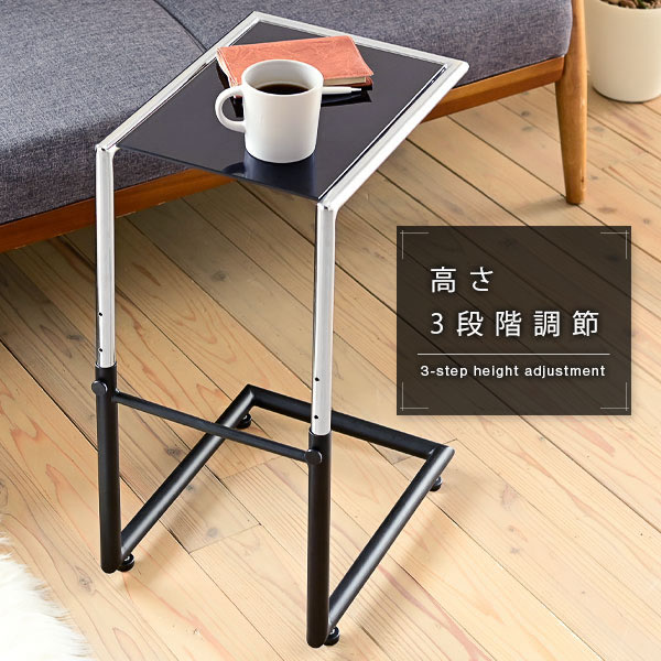 ベッドサイドテーブル スリム サイドテーブル キャスター 付き ベッド横テーブル ガラス コの字 ブラック ソファ サイドテーブル ベッド脇 高さ 調整沖縄、離島への送料は別途お見積もり。メーカー発送のため代引き不可です。