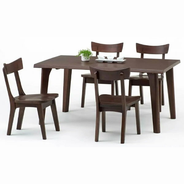 KAT-1350　KAC-9013　テーブル135cm幅　テーブル4本脚タイプ　ダイニング5点セット　食卓5点セット　固定肘無椅子　天然タモ無垢材　重厚感　F★★★★　ウレタン塗装　ホルムアルデヒド放散量基準　エコ商品　飛騨の家具　ナチュラル　ブラウン