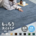 【限定クーポン配布】【抗菌 防ダニ】ラグ 洗える 厚手 185×185cm 極厚23mm 低反発ラグ 滑り止め オールシーズン カーペット 2畳 ラグマット 防音マット ホットカーペット対応 床暖房対応 マット シャギーラグ 冬用 夏用 新生活 送料無料