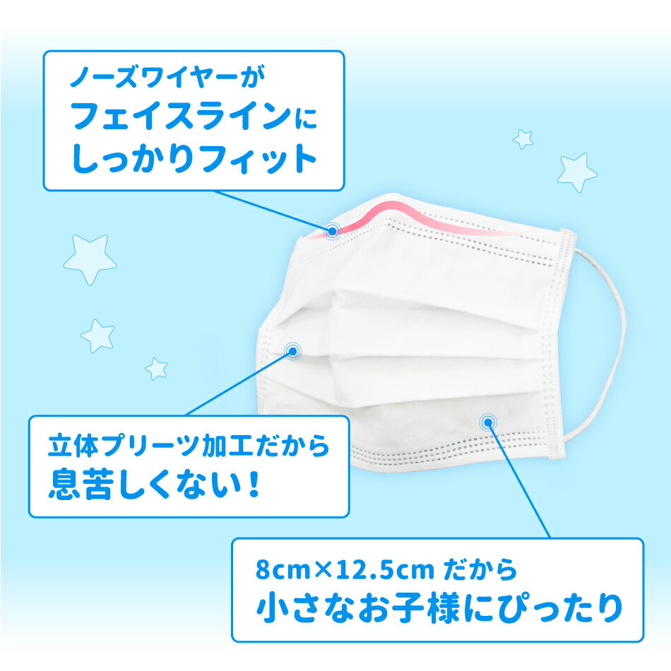 【送料無料】マスク 園児用 小さめ 50枚 125x80mm 子供用マスク マスク 子供用 幼児用 園児 箱 使い捨てマスク 小さめサイズ 子供 立体型 三層構造 不織布マスク 飛沫防止 花粉対策 三層 使い捨て 不織布 ホワイト 風邪予防 花粉 送料無料