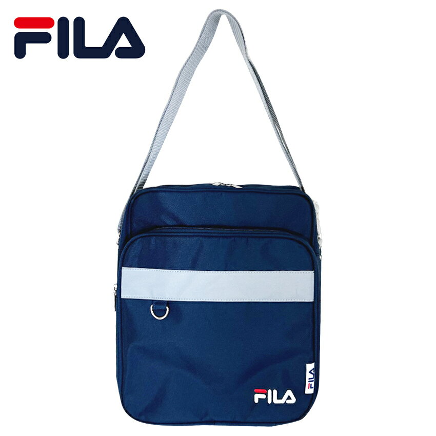 【50 OFF 】FILA ナイロン縦型スクールバッグ 紺 肩掛け ショルダー A4サイズ対応 通学 学生 中学生高校生 男子 女子 ネイビー