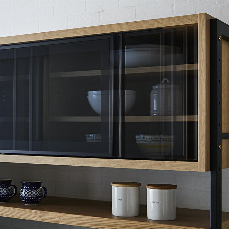 日本製 キッチンボード 食器棚 完成品 国産 幅124 ダイニングボード キッチン 収納 引出し 耐震 モイス ソフトクローズ シンプル モダン 北欧 民泊 開梱設置送料無料 [2]