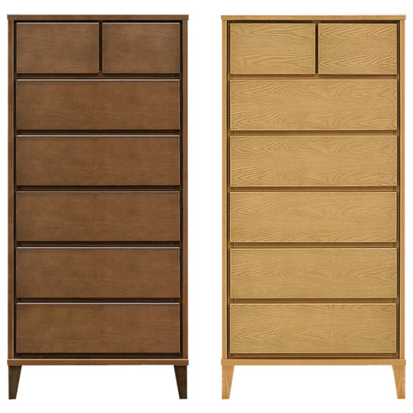 チェスト 国産 完成品 幅60 6段 タンス 脚付き ハイチェスト ナチュラル ブラウン レール付き 奥行45 高さ135 収納 箪笥 木製 シンプル 日本製 大川家具 民泊 送料無料