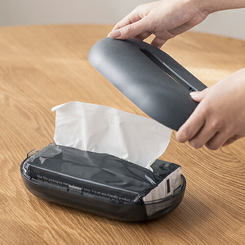 (日本製/全3色)【soem / ソエム】Tissue case ソフトパックティッシュケースティッシュケース/残量が見える/ツートーン/洗面所/キッチン/水回り/エコ素材/環境/インテリア雑貨/お米のもみ殻/ポリプロピレン/大阪銘板/ラッピング/ギフト/プレゼント [3]