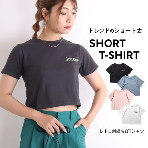 【クーポンで30%OFF】【N1】tシャツ レディース 半袖 カジュアル ショート丈 おしゃれ 白 チビt トップス ティーシャツ カットソー プルオーバー ロゴ ショートtシャツ コンパクト シンプル 刺繍 レトロ 夏 クロップド丈 クルーネック uネック 丸首 へそ出し 白t Y2K