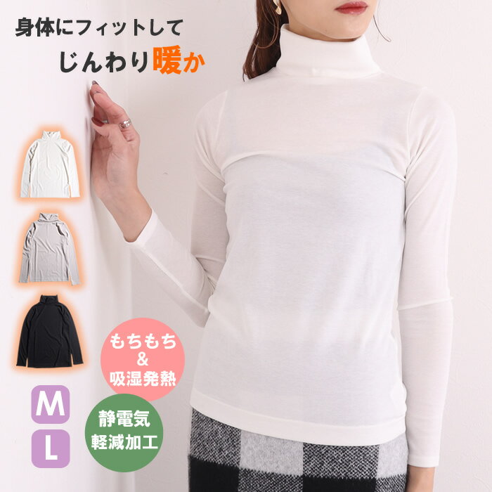 【クーポンで30%OFF】【N1】カットソー タートルネック インナー レディース 大きいサイズ レイヤード 重ね着 薄手 長袖 タートルネックインナー 暖かい もちもち 吸湿発熱 静電気軽減 長袖インナー あったかインナー トップス シンプル 秋冬のサムネイル