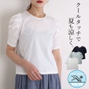 【30％OFFセール】【N1】tシャツ レディース 半袖 綿100 コットン 夏 接触冷感 ひんやりタッチ 涼しい バイオシルケット きれいめ カジュアル 五分袖 パワーショルダー かわいい 綿 白 カットソー 半袖カットソー クルーネック オフィス レイヤード 重ね着 春