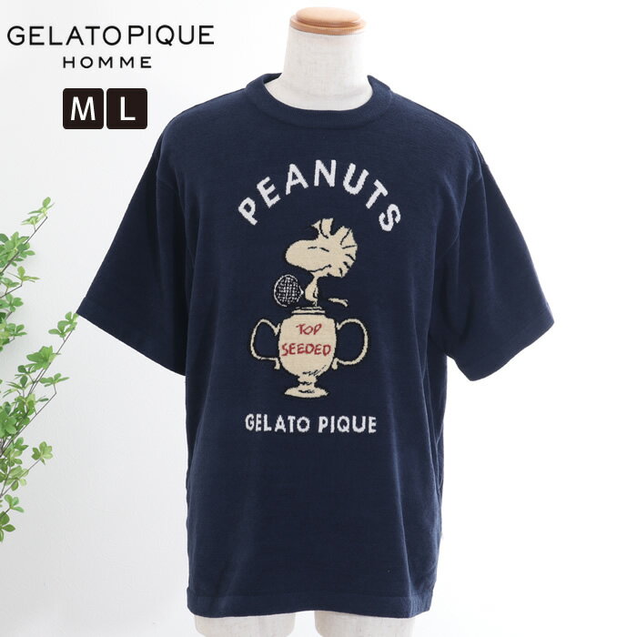 ジェラートピケ オム GELATO PIQUE メンズ 【PEANUTS】【HOMME】ワンポイントTシャツ ジェラピケ パジャマ ルームウェア ADIEU 全2色 M-L