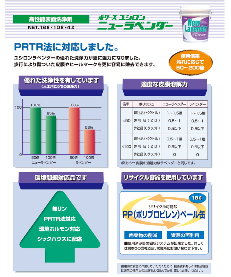 ユシロン　ニューラベンダー (18L) 【業務用 ユシロ化学工業】