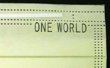 日本製 長野県産 サージカルマスク 刻印『ONE WORLD』 ライトイエロー5枚入り 応援マスク カラーマスク 三層不織布 PFE、VFE、BFE99％カット ノーズワイヤー 耳ゴムゆったり おしゃれ 使い捨て 送料無料