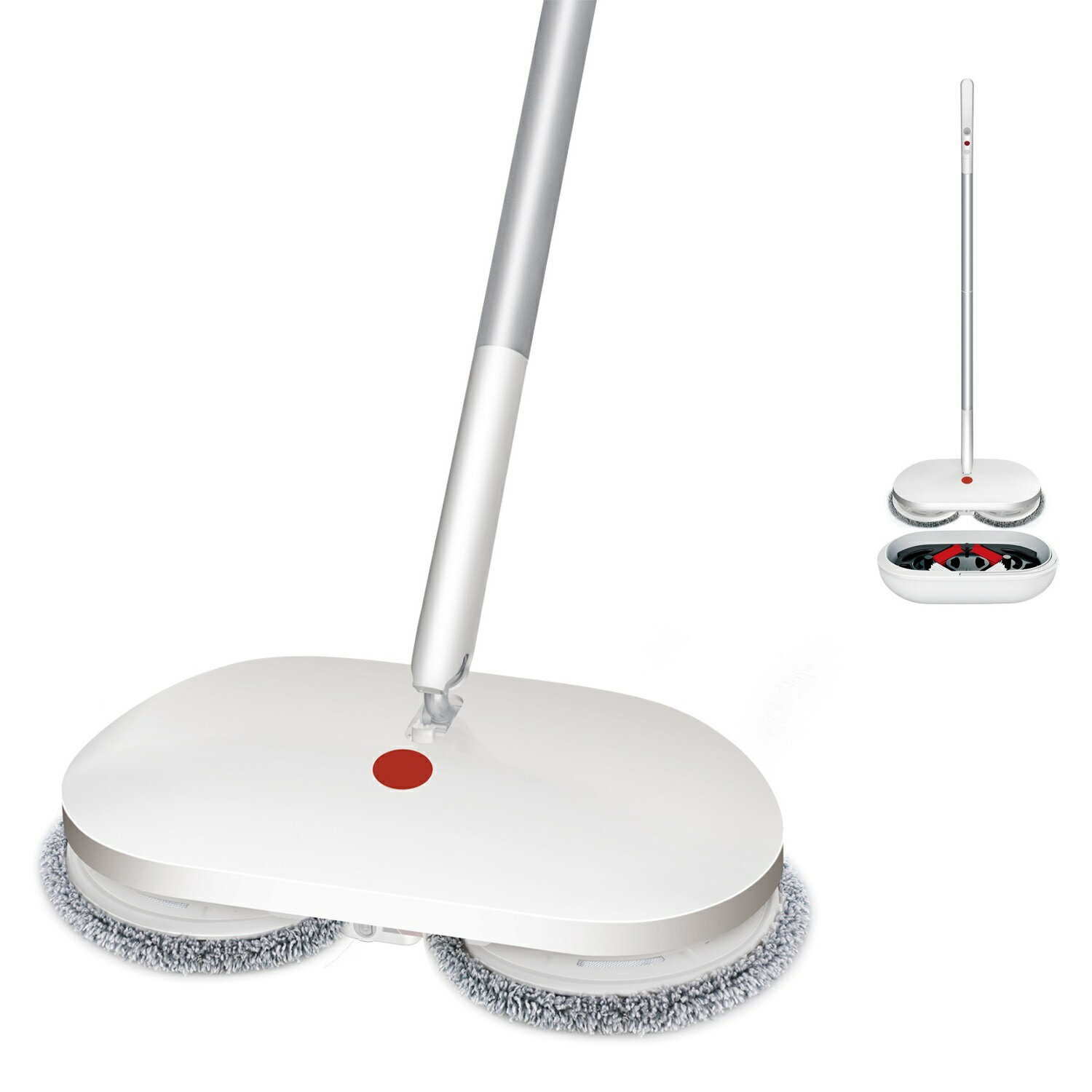5%クーポン！CLEANHOME コードレス回転モップクリーナー 自動洗浄機能 電動モップ フローリング掃除 自走式360度回転 スプレーモップ 扇形噴水 充電式 無線操作 手操作可能 腰曲げず 床掃除 マイクロファイバー 乾湿両用可 日本語取扱書付き 3