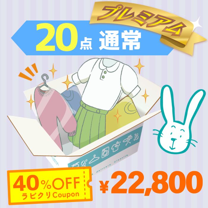 クリーニング　宅配　保管なし　プレミアムコース　最速便　20点パック　送料無料の宅配クリーニング 衣替え 新生活 シミ抜き 片付け 抗菌 防虫