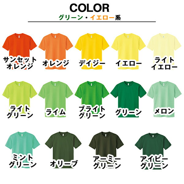 ドライメッシュTシャツ 吸汗　速乾 Tシャツ メンズ 大きいサイズ ビッグサイズ ティーシャツ カラー 無地 カラー ベーシック 刺繍 プリント 対応 グリーン・イエロー系 3L 4L 5L 父の日