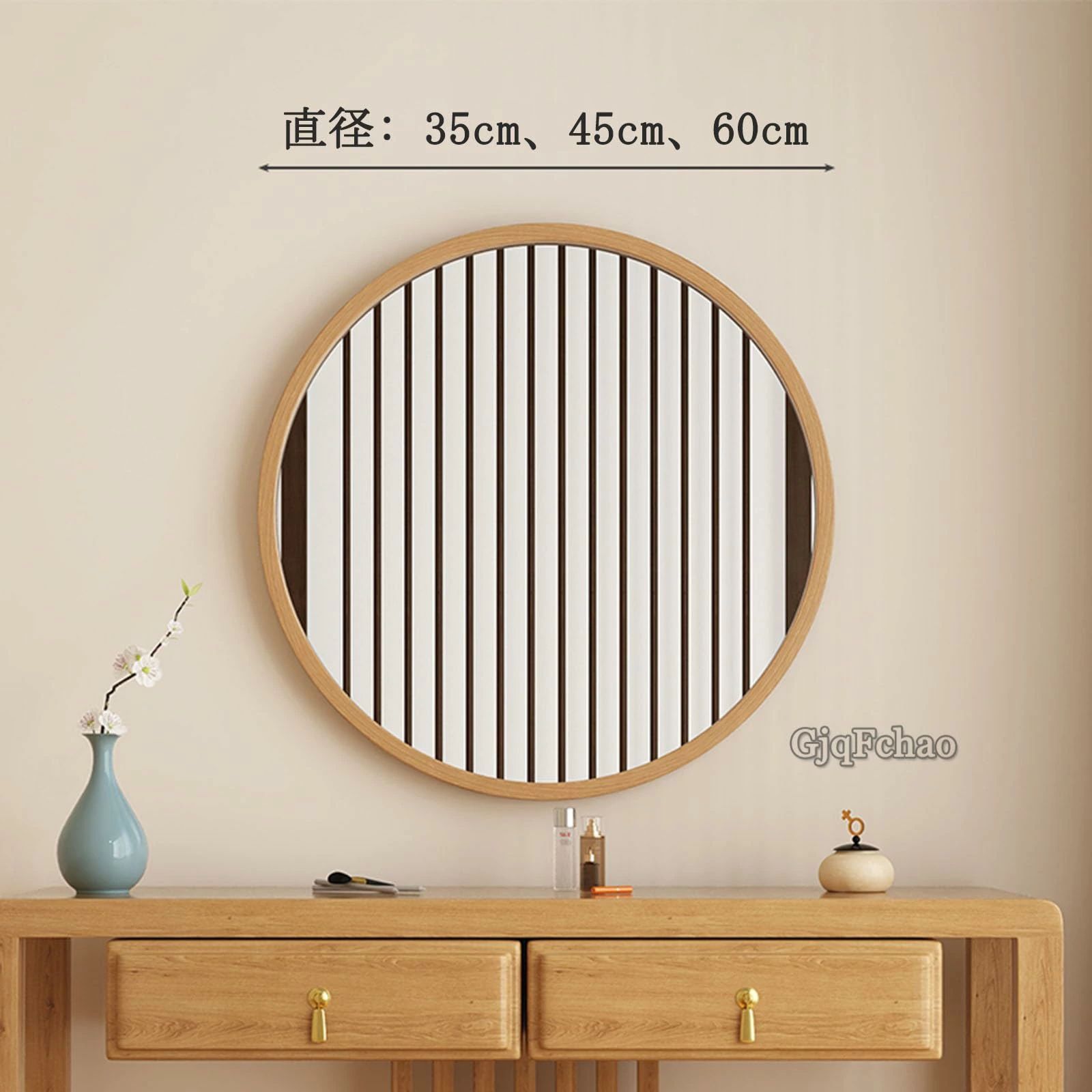 直径 (Size Wall : ウォールミラー 600mm) 浴室 化粧鏡 飛散防止加工 防爆 玄関 Mirror 35cm 高精細 おしゃれ 壁掛けミラー 天然木製 HD鏡面 木製フレーム 鏡 円形 45cm 鏡 洗面鏡 【店舗の人気商品!】丸鏡 北欧風 壁掛け鏡 木製鏡 浴室鏡 60cm ミラー [2]
