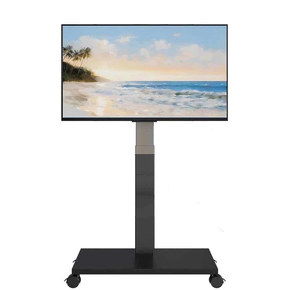 家庭用/展示会用/売り場用 大型 32 (ブラック 1800厚みタイプ 70 tv 自立式モニター テレビスタンドキャスター付き -40-86インチ) 壁寄せテレビ ハイタイプ 移動式台 高さ調節可能 耐荷重50kg 75インチ 65 縦横180度画面回転可能