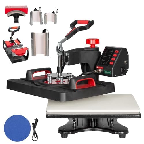 ヒートプレス、ヒートプレスマシンコンボ「8in1」、デジタル制御付き360度振動印刷機、DIY Tシャツマグ、キャップ、プレート、帽子用デュアル加熱チューブ付き多目的シャツ印刷機 熱転写プレス本体