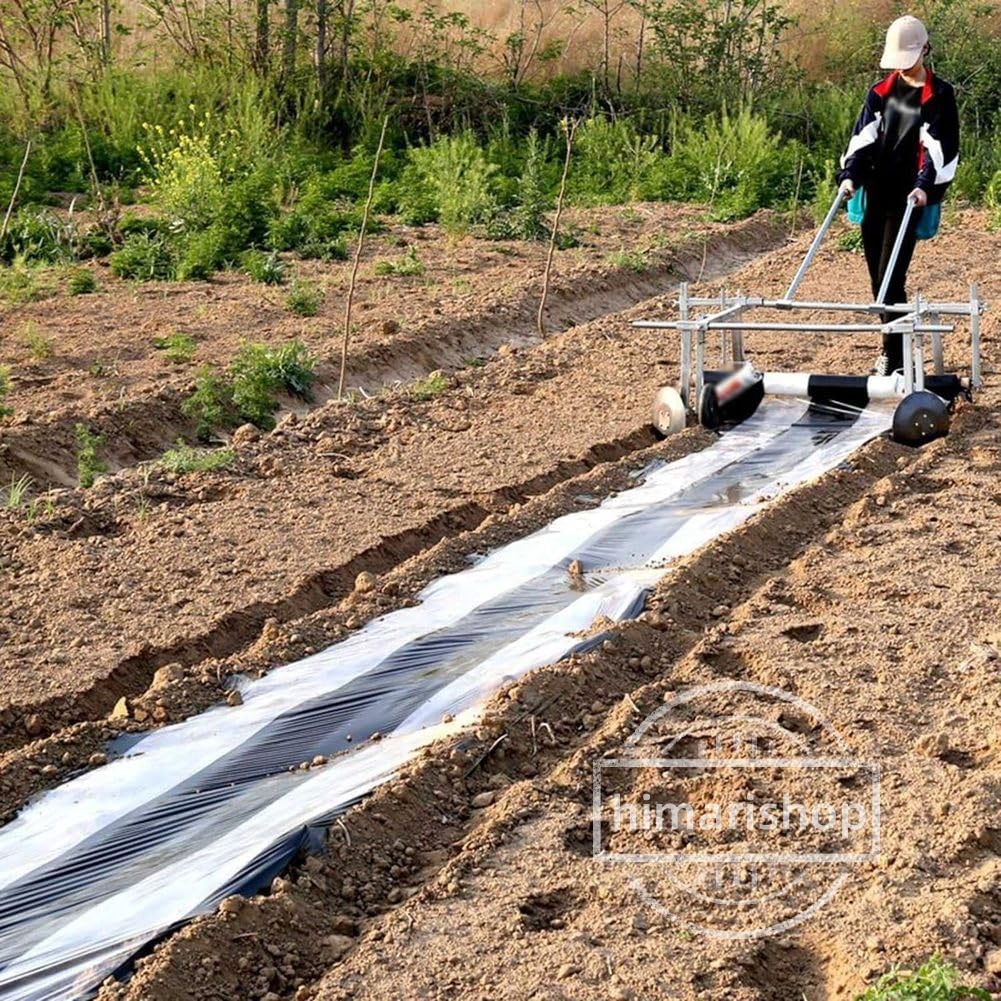 クリーニングエイトのマルチフィルムローラー 菜園 0〜40cmの高さに適しています 平野山果樹園 マルチングマシン マルチフィルムマシン 幅は0.3-2メートル調整可能 作業効率 マルチ張り機 農業用プラスチックフィルム 家庭用 1人ハンドプル型 温室｜アングル3