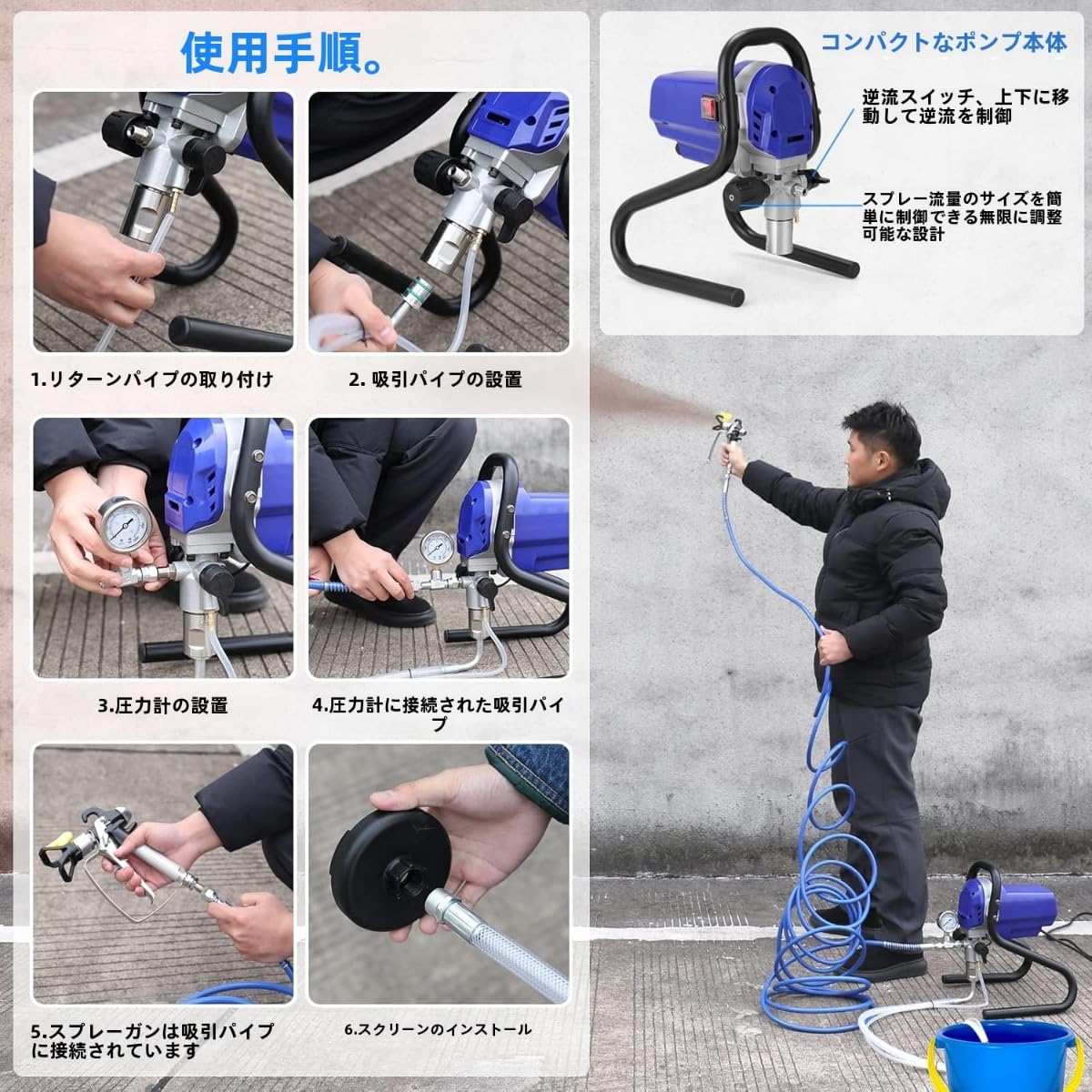 プロフェッショナル高圧エアレス噴霧器電動塗料噴霧機多目的塗装ツールホーム 高圧...