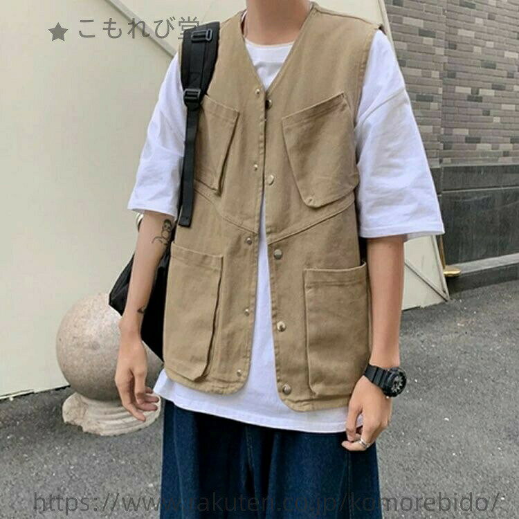 クリーニングエイトの夏ベス 前開き おしゃれ Vネック ポケット 大容量 ノースリーブ ジャケット サマーベスト ゴルフウェア ジレベスト メンズ 春夏｜アングル2