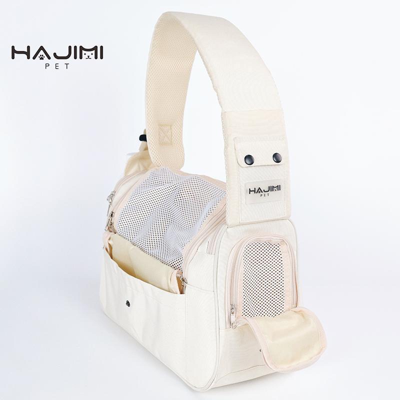 抱っこひも 犬 猫 ペットキャリー バッグ 外出用 ポータブル 小型犬 斜め掛け バックパック 大容量 オールシーズン ベージュ ブラック