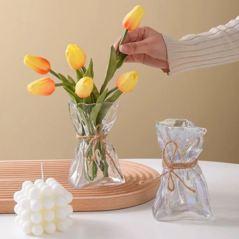 ランダムシェイプ インテリア デザイン フラワーベース オーロラ 可愛い 花器 プレゼント ギフト 北欧 ガラス ドライフラワー おしゃれ 玄関 リビング かわいい 韓国スタイル シンプル ガラス花瓶 ギフト 小さい 一輪挿し 花瓶 高さ14cm 寝室 花束 プレゼント 生花