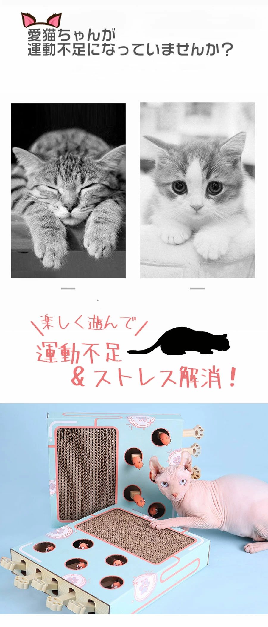 ペット 猫のおもちゃ もぐらたたき ストレス発散 おもしろい おもちゃ 好奇 猫 爪...