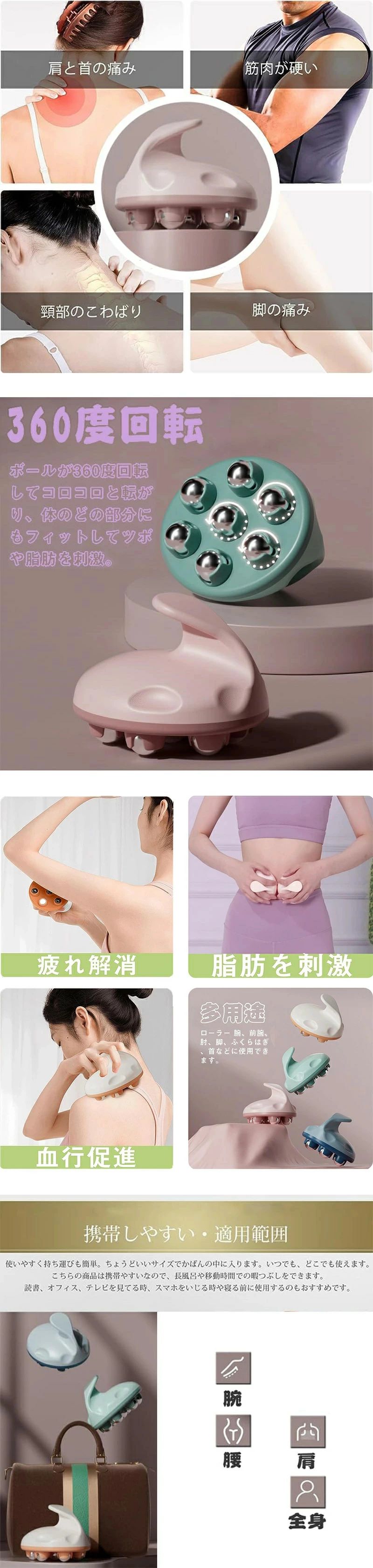 マッサージ 筋膜ローラー ふくらはぎ ストレス解消 手持ち挟む式 足 美顔 太もも ...