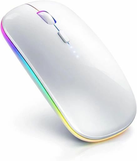 マウスワイヤレスMouseBluetooth5.2/2.4G両対応充電式静音薄型高感度3DPI切替RGBLEDライト電量表示無線ゲーミングマウスNotebookPCLaptopなど多機種対応(シルバー)