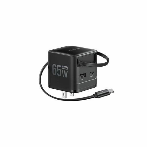 【最大65W急速充電】1ポート最大65W、複数ポートで合計65Wの超急速充電ができるAC充電器。スマホやタブレット、携帯型ゲーム機やノートPCまで幅広い機器に対応。 【3台まとめて同時充電】65WUSB-Cポート、USB-Aポート、内蔵USB-Cケーブル(70cm)により、最大3台の同時充電が可能。ケーブル忘れにも安心のデザイン。 【持ち運びラクラクのコンパクト設計】複数の機器を同時に充電できるため、デスクやPC周りの充電ケーブルもこれ1台でスッキリ。内蔵ケーブルは巻き取り式で本体にしっかり収納できて絡まらず、ACプラグも折りたたみ式。余計なスペースを取らず、持ち運びにも便利です。【最大65W急速充電】1ポート最大65W、複数ポートで合計65Wの超急速充電ができるAC充電器。スマホやタブレット、携帯型ゲーム機やノートPCまで幅広い機器に対応。 【3台まとめて同時充電】65WUSB-Cポート、USB-Aポート、内蔵USB-Cケーブル(70cm)により、最大3台の同時充電が可能。ケーブル忘れにも安心のデザイン。 【持ち運びラクラクのコンパクト設計】複数の機器を同時に充電できるため、デスクやPC周りの充電ケーブルもこれ1台でスッキリ。内蔵ケーブルは巻き取り式で本体にしっかり収納できて絡まらず、ACプラグも折りたたみ式。余計なスペースを取らず、持ち運びにも便利です。