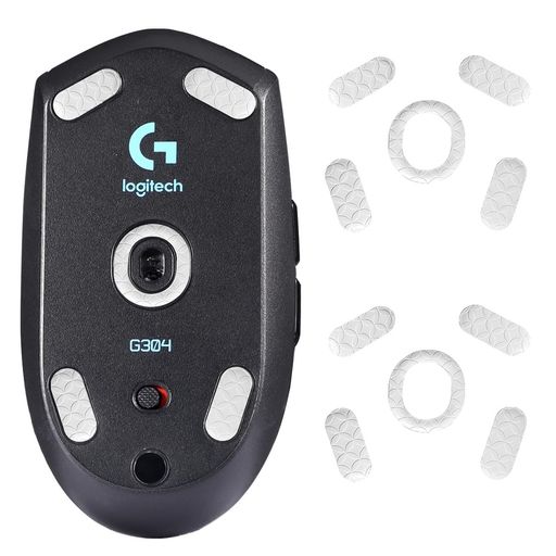 IMMOENUC-マウスソールLogicoolG304/G305対応2枚セット、高耐久性、低摩擦、特殊な紋様設計、薄型、マウス脚部交換用、滑り性能強化(ホワイト)