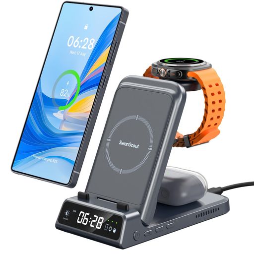 3in1ワイヤレス充電器、GalaxyWatch8/Ultra/7/6/5/4対応、ギャラクシーウォッチ充電器、SamsungS26/S25/S24/S23/S22/Z