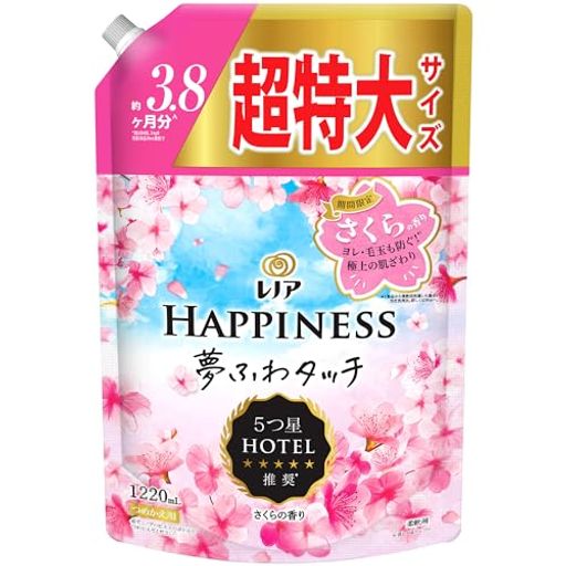 レノアハピネス夢ふわタッチ柔軟剤さくらの香り詰め替え1220mL[大容量]