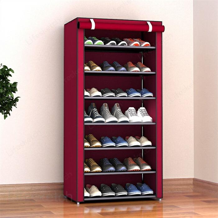 シューズラック 9段 10層9格 30x60x125cm マスカバー付き 靴収納 シューズラック ...