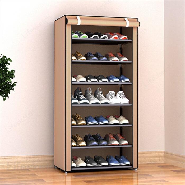 シューズラック 9段 10層9格 30x60x125cm マスカバー付き 靴収納 シューズラック ...
