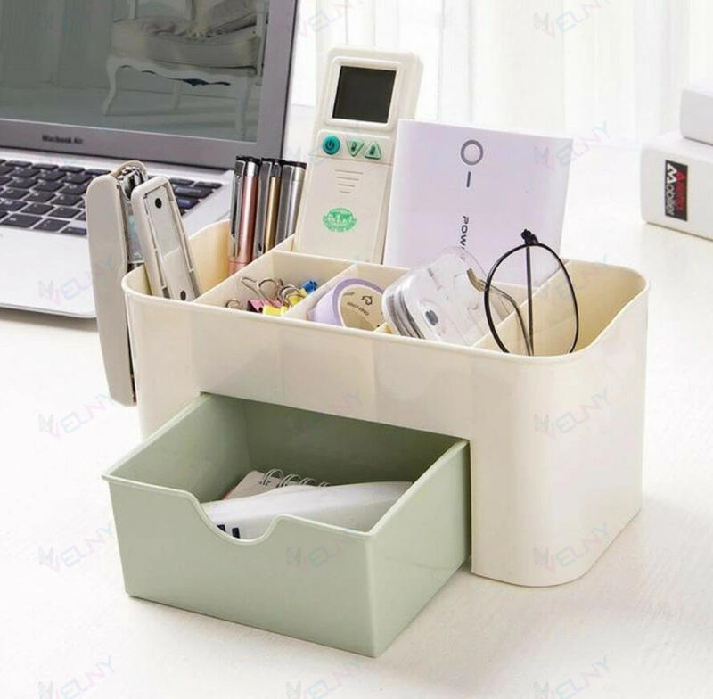 デスクオーガナイザー 引き出し付き メイクボックス 化粧品収納 ペン立て 鉛筆立て...